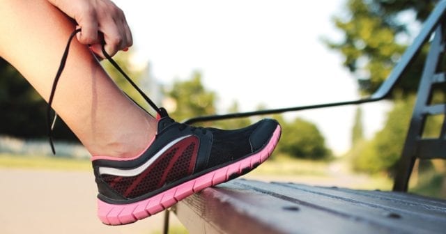 lacing up shoes for a Charlotte, NC turkey trot