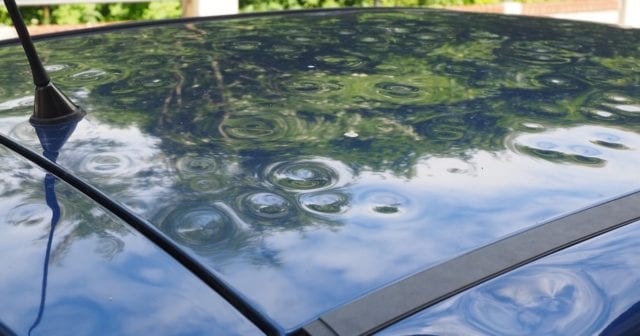 a car with hail damage