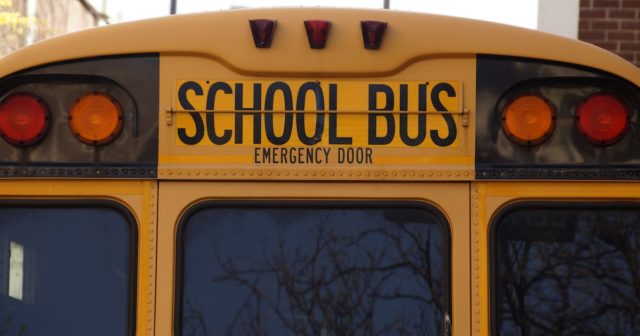 a school bus in a school zone