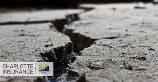 a cracked road due to an earthquake in Charlotte, NC