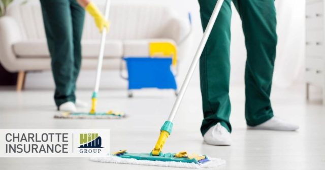 a cleaning company mopping floors that is in need of business insurance